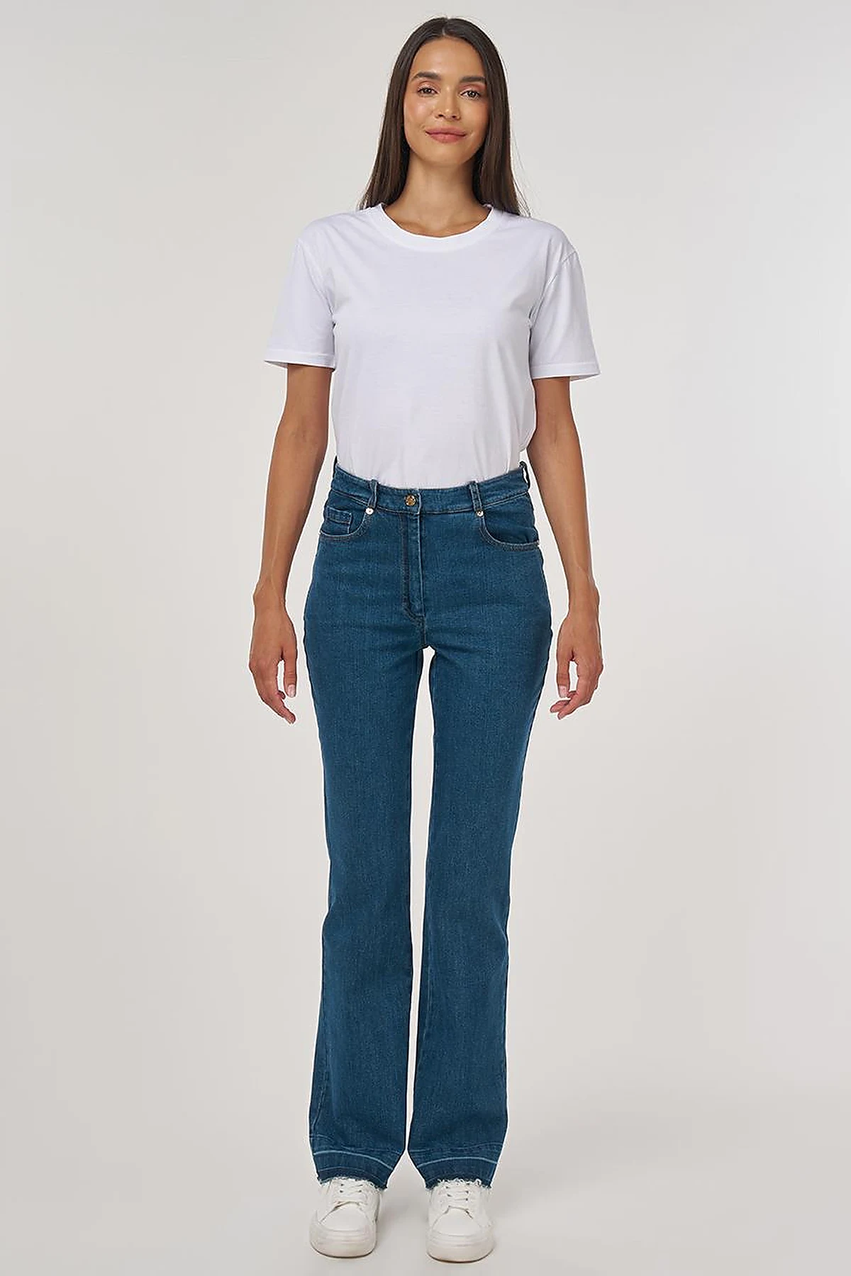 Straight Yüksek Bel Denim Pantolon Lacivert 