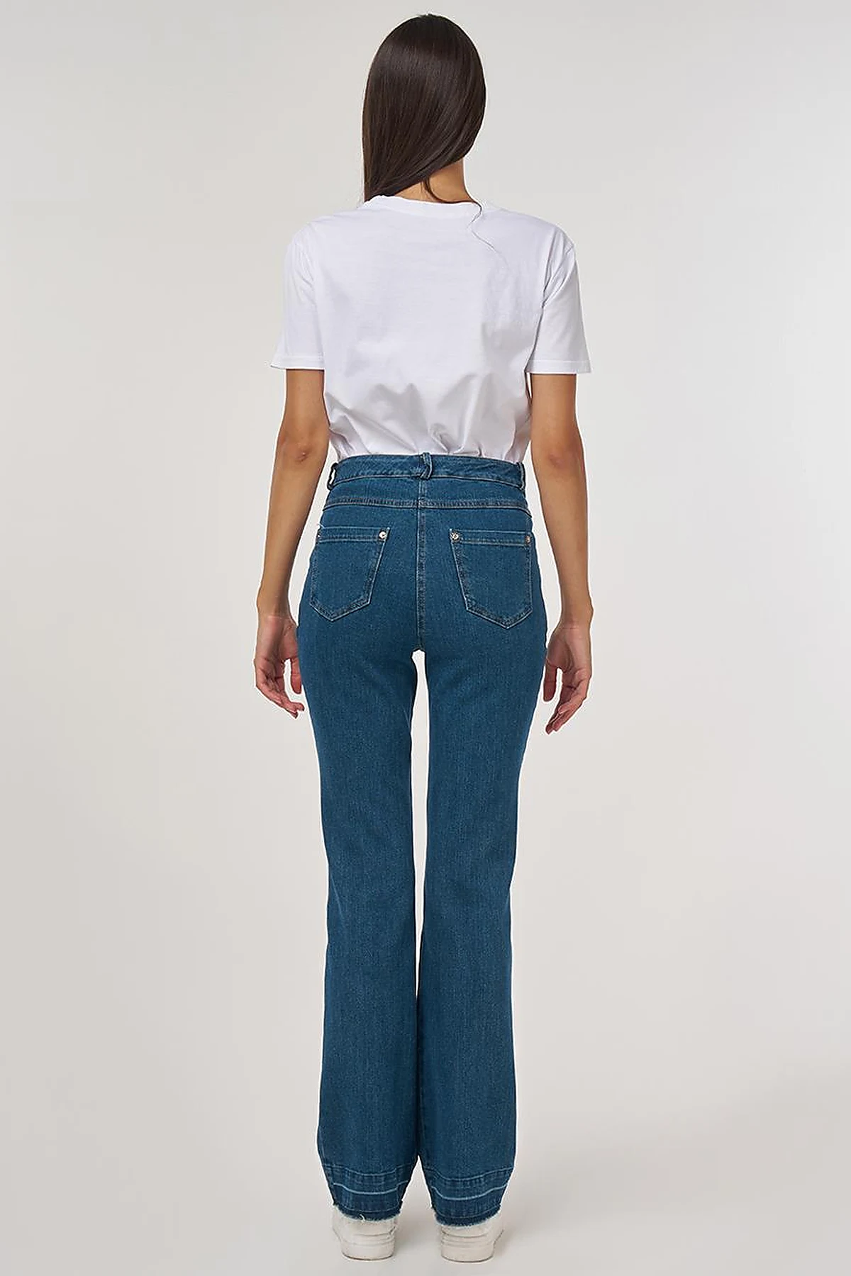 Straight Yüksek Bel Denim Pantolon Lacivert 