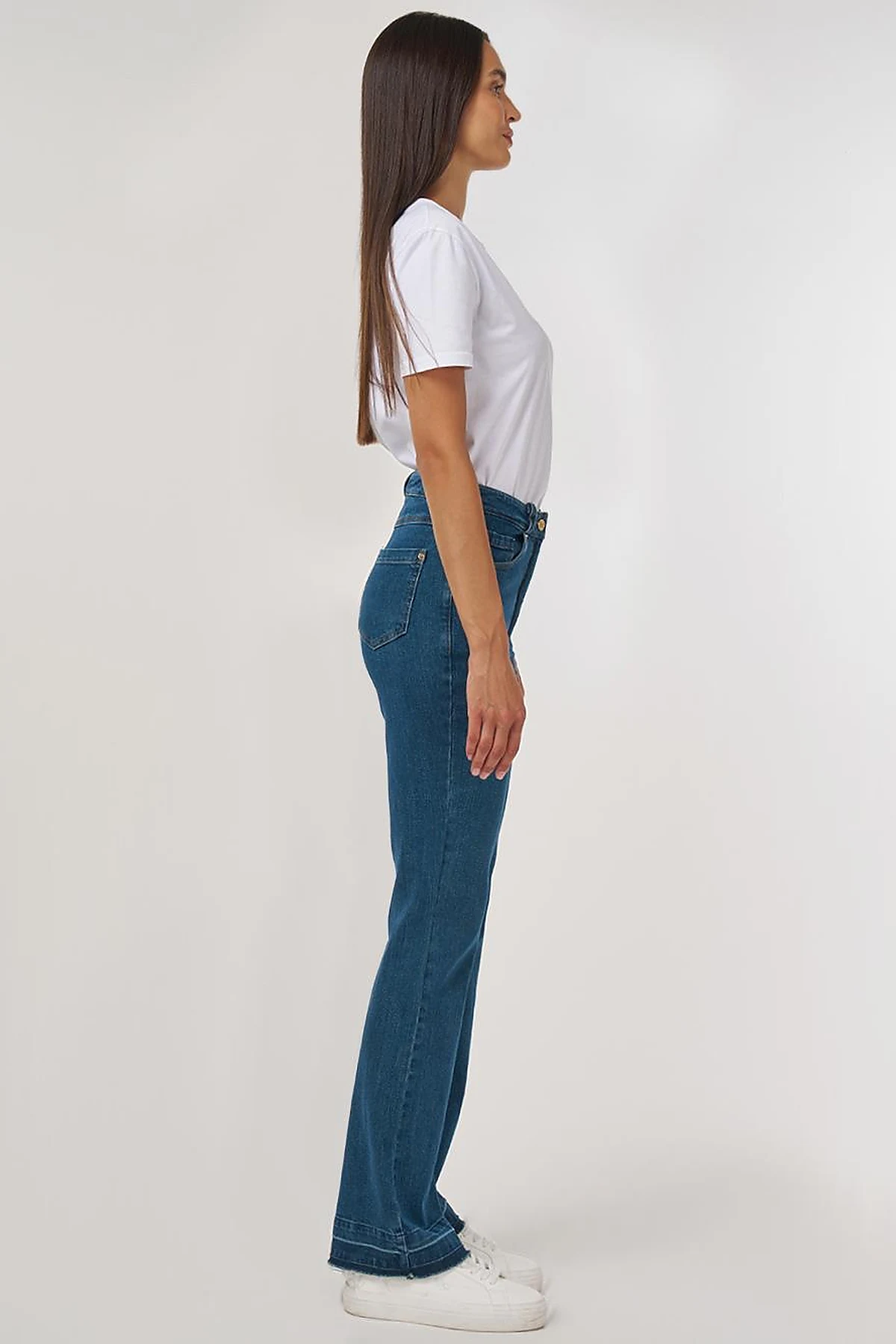 Straight Yüksek Bel Denim Pantolon Lacivert 