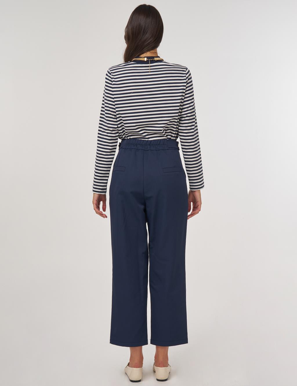 Pleated Carrot-Cut Pants Dark Navy 