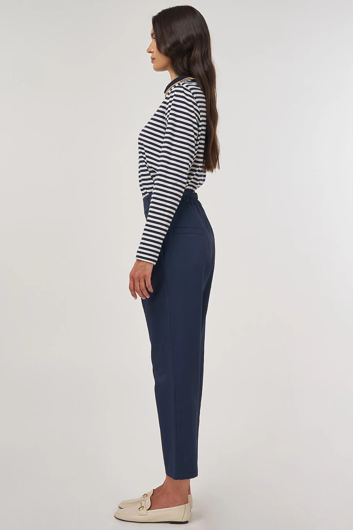 Pleated Carrot-Cut Pants Dark Navy 