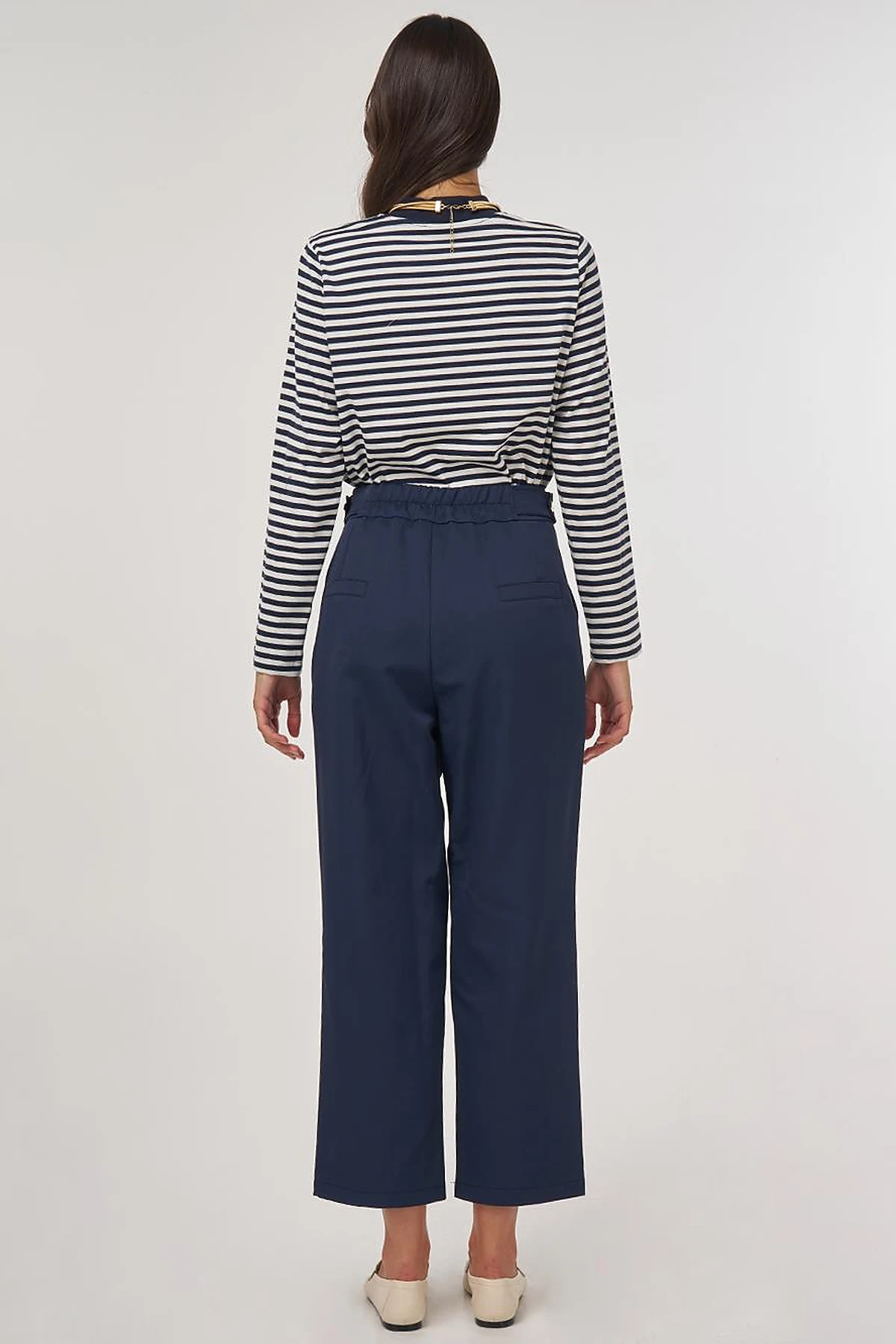 Pleated Carrot-Cut Pants Dark Navy 