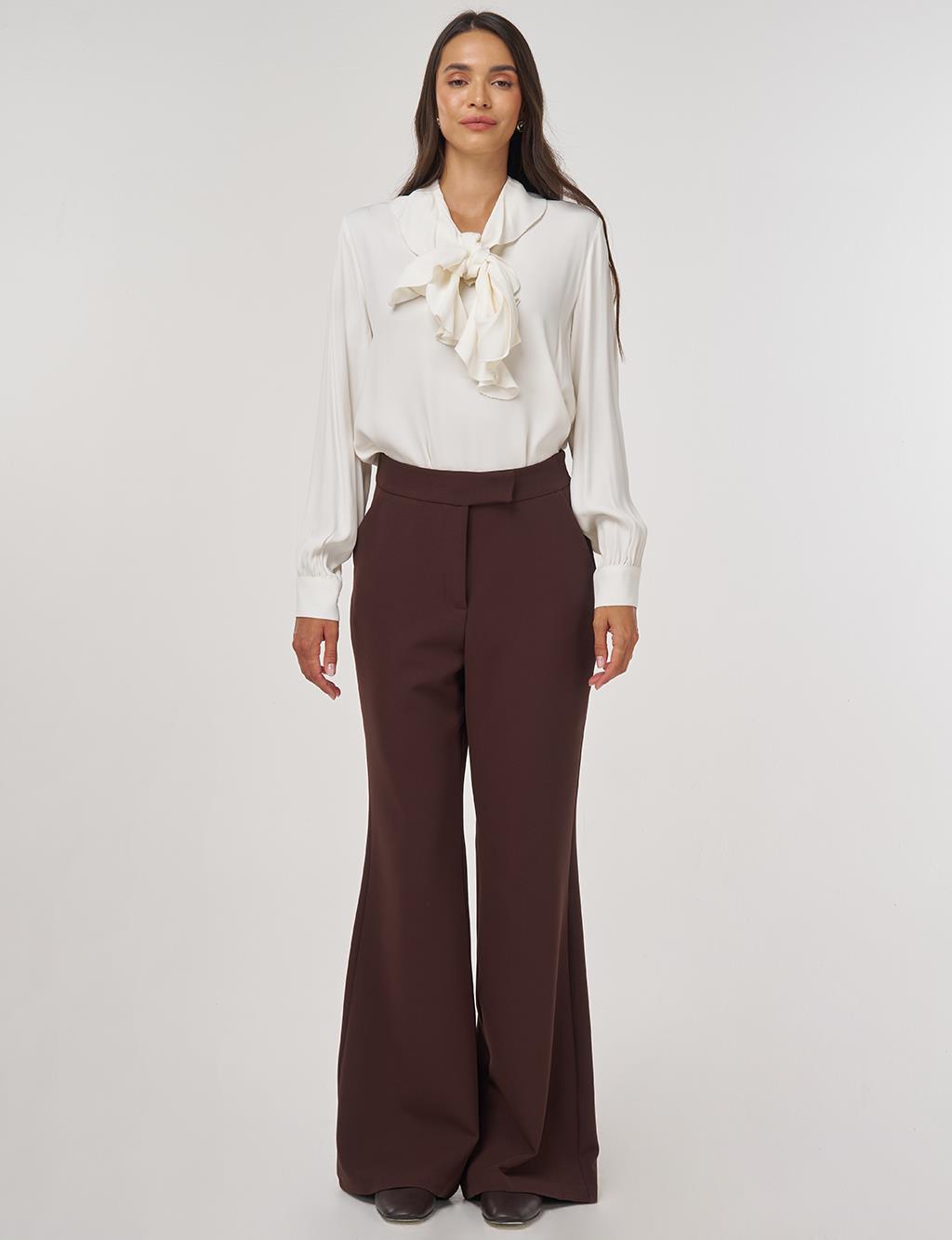 Flared-Leg Pants Dark Brown