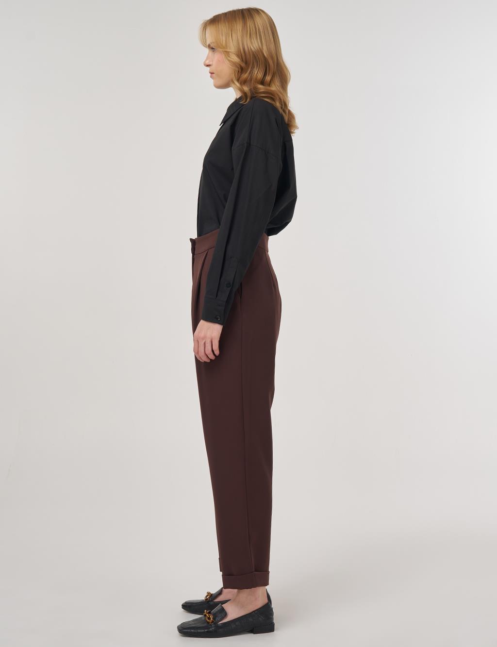Cuffed Hem Pants Brown