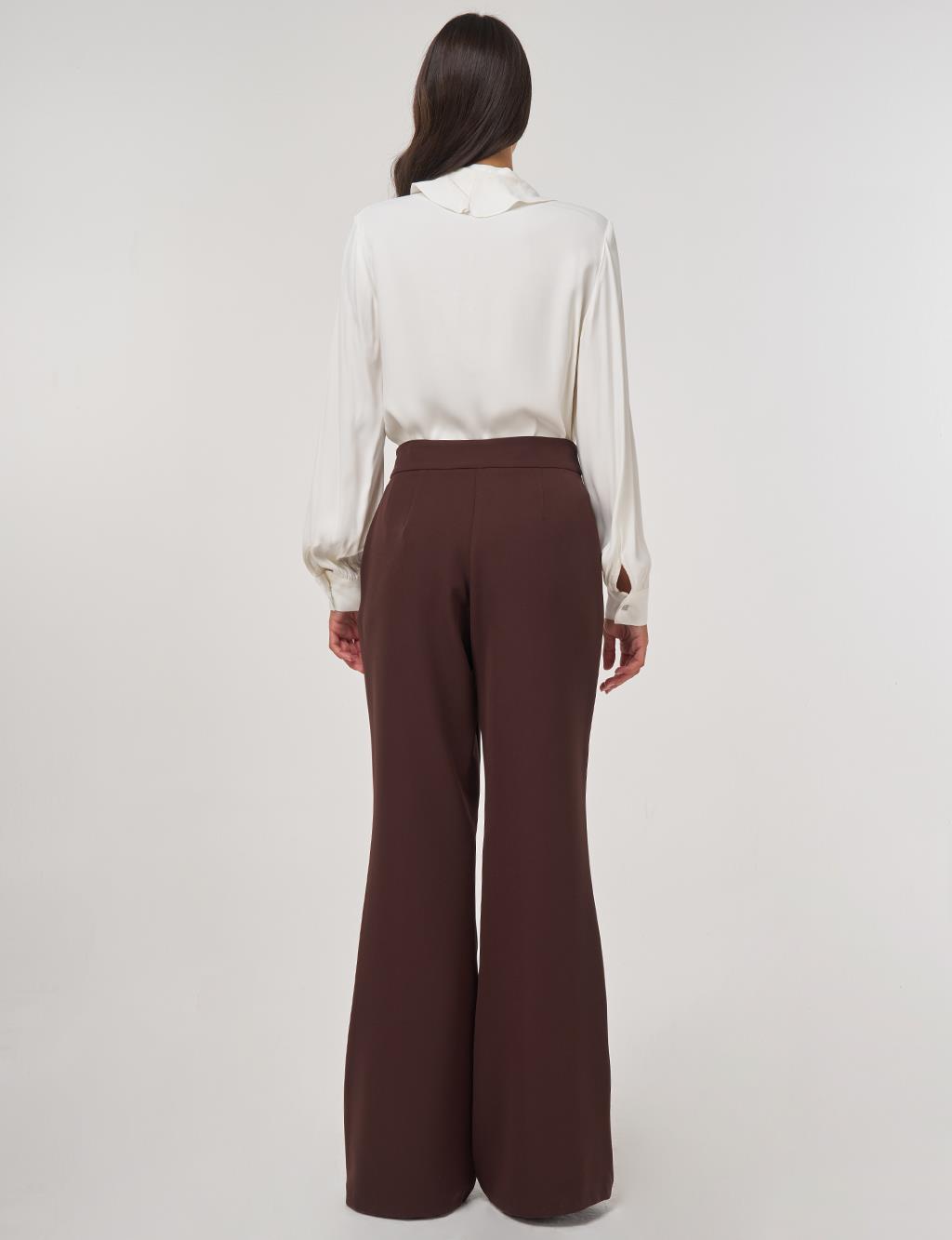 Flared-Leg Pants Dark Brown