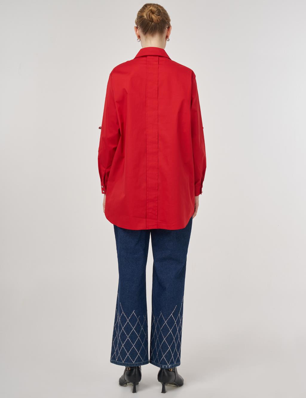 Embossed Cotton Tunic Red