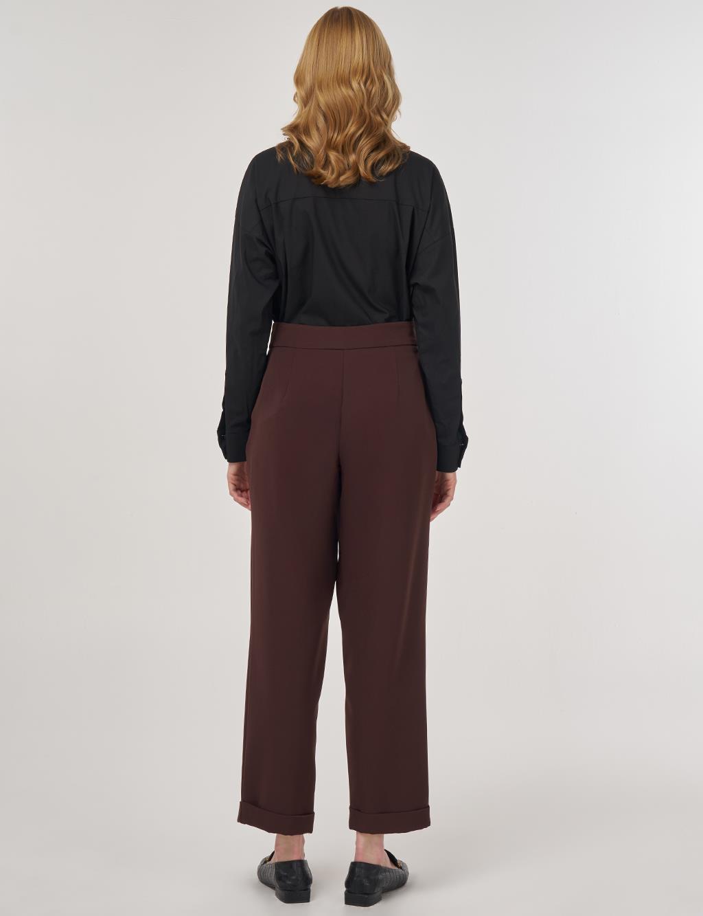 Cuffed Hem Pants Brown