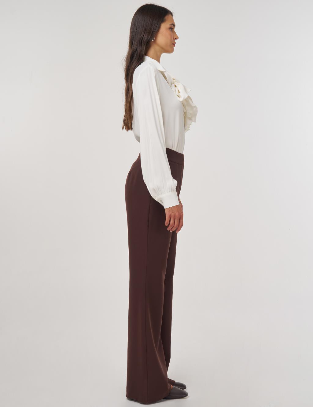 Flared-Leg Pants Dark Brown