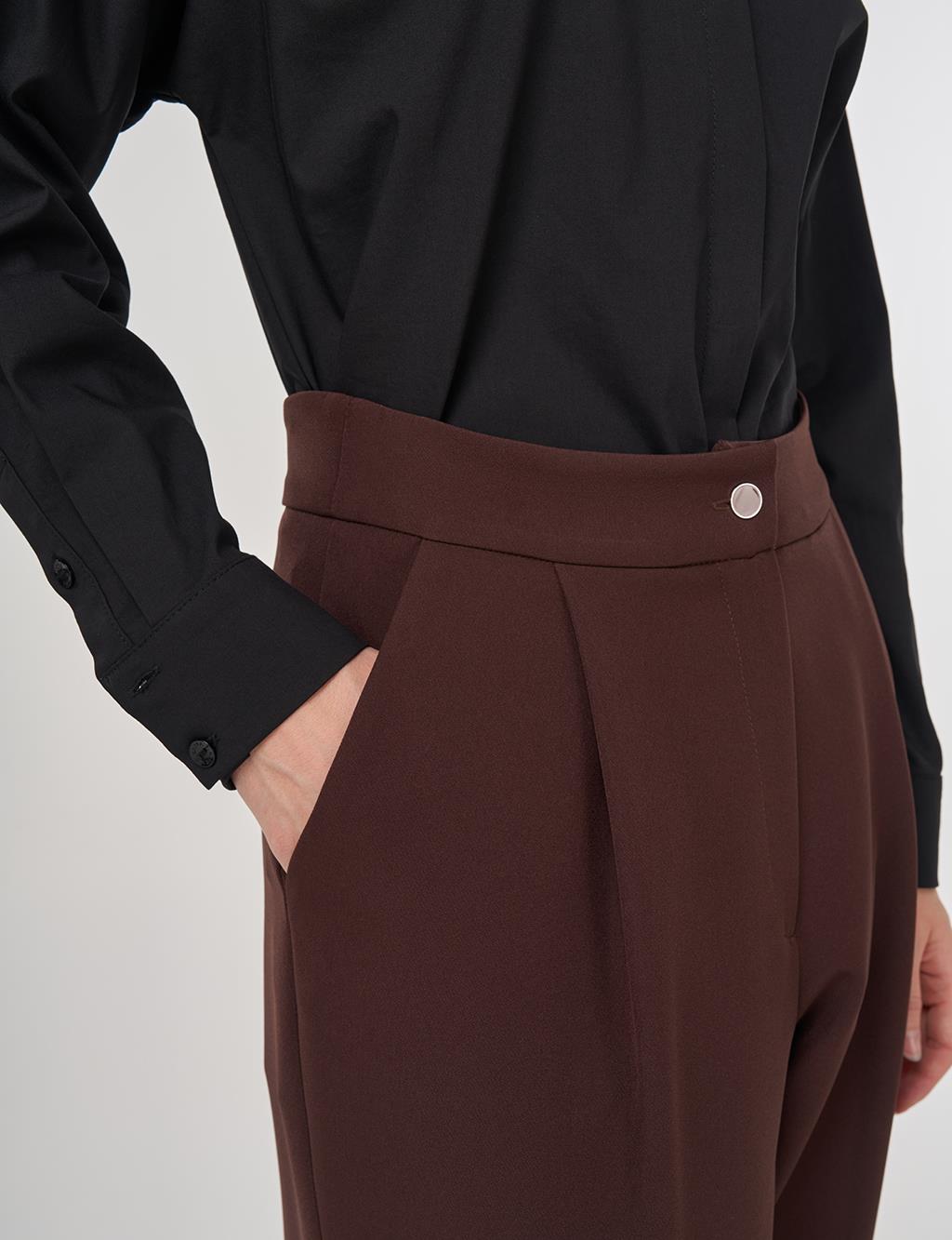 Cuffed Hem Pants Brown