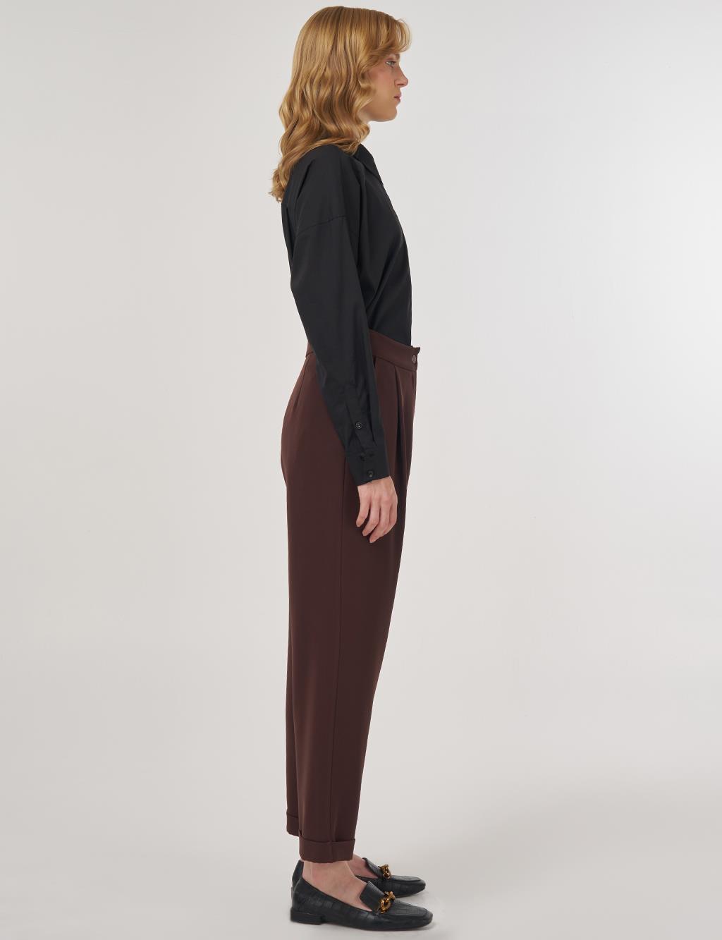 Cuffed Hem Pants Brown
