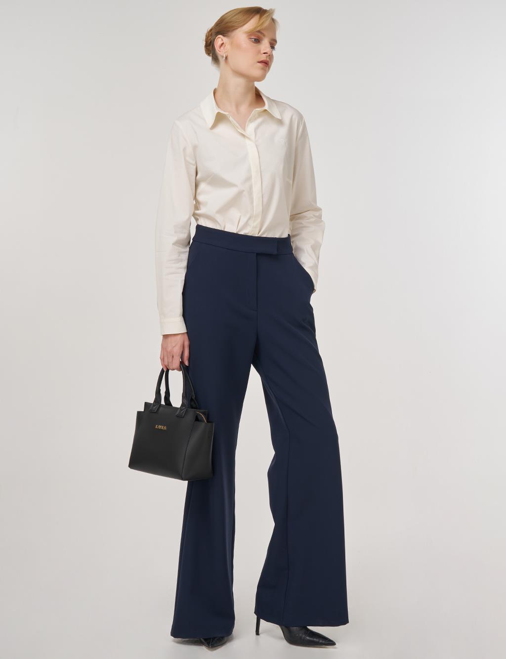 Flared-Leg Pants Dark Navy