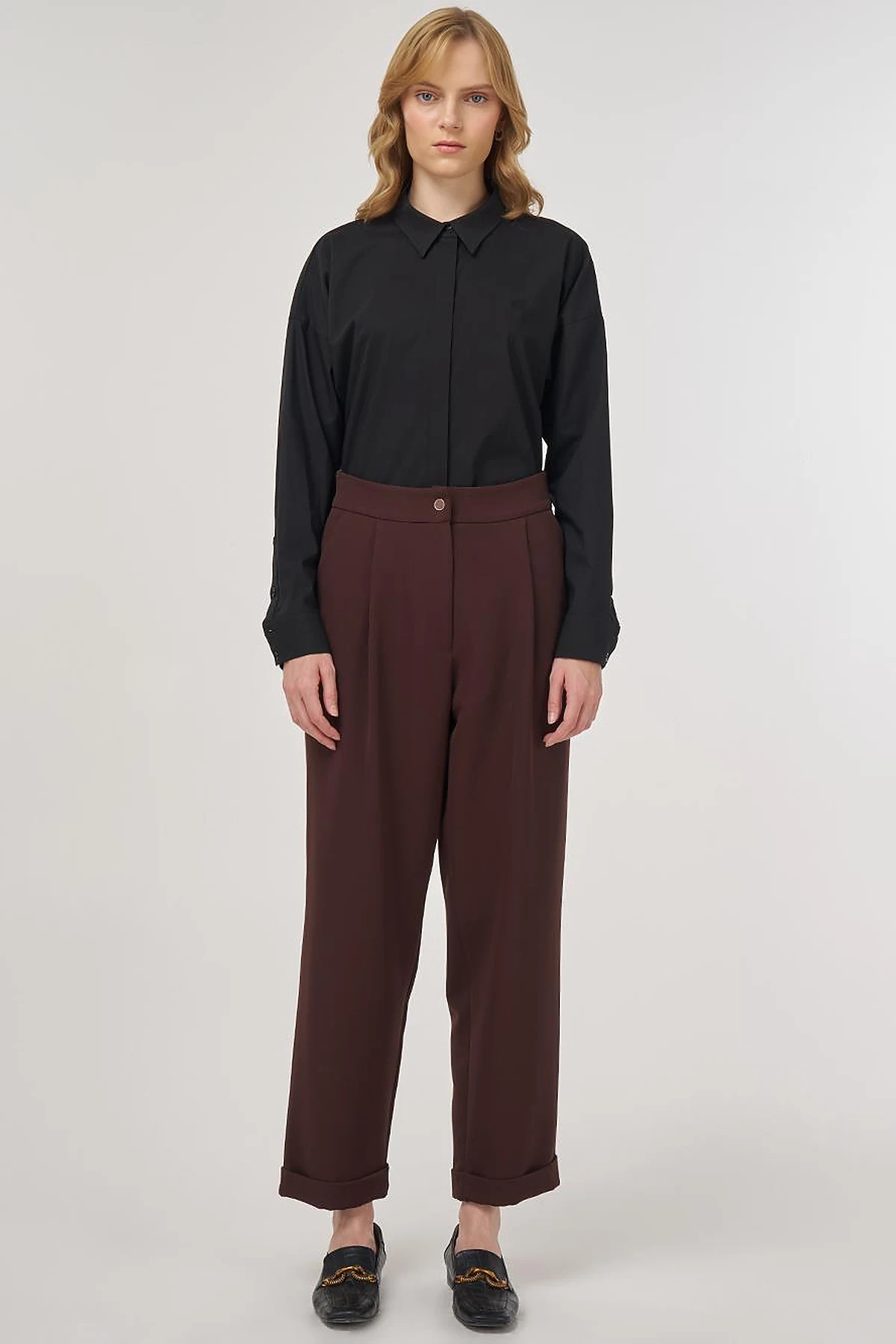 Cuffed Hem Pants Brown