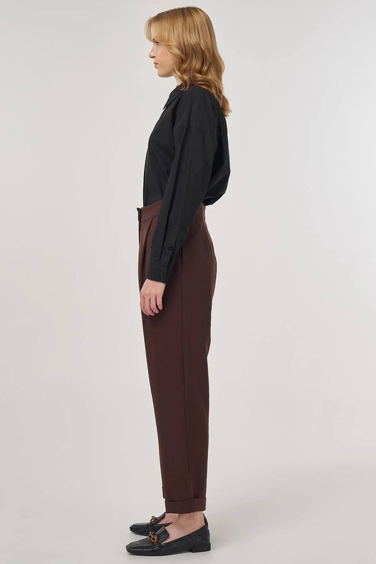 Cuffed Hem Pants Brown