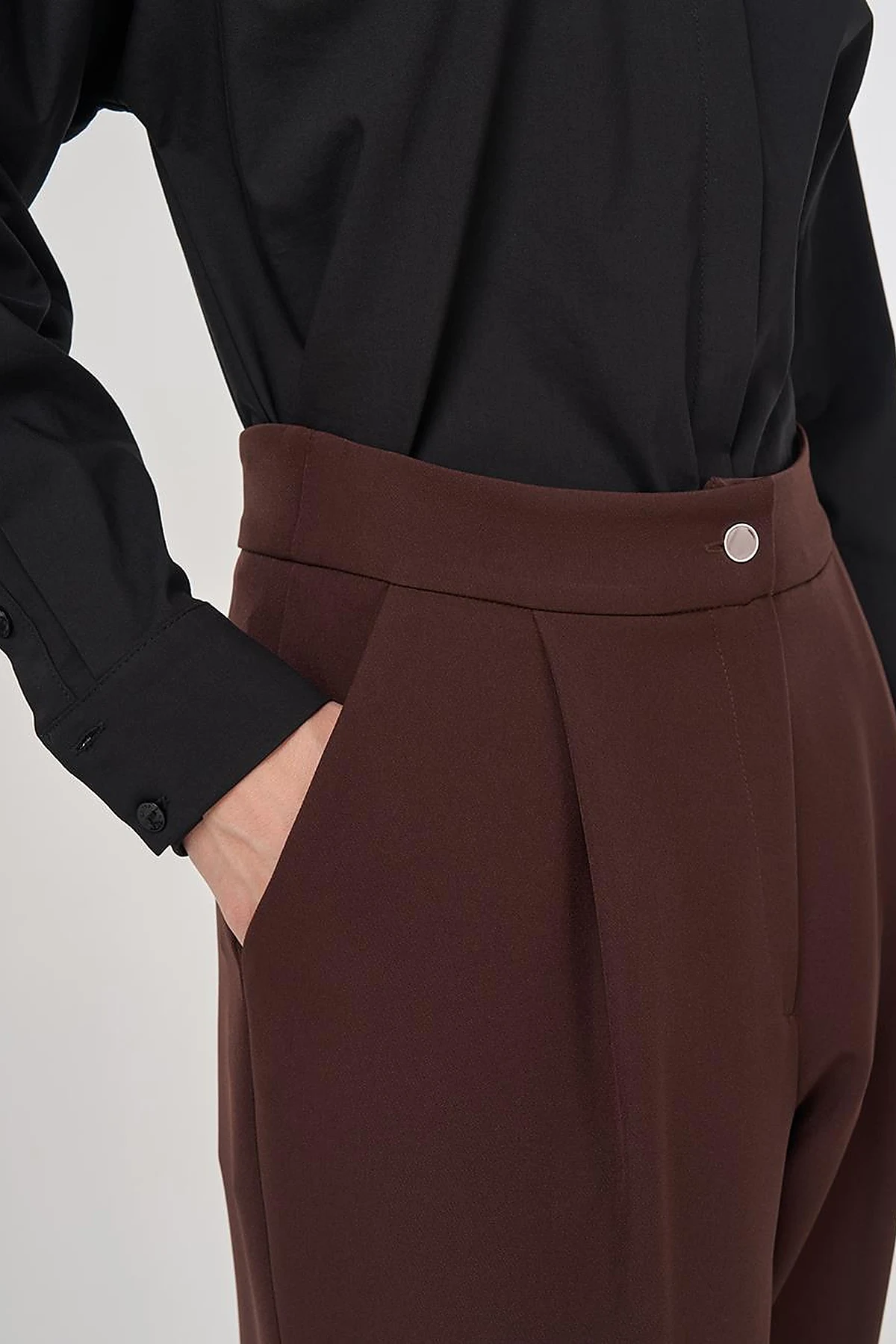Cuffed Hem Pants Brown