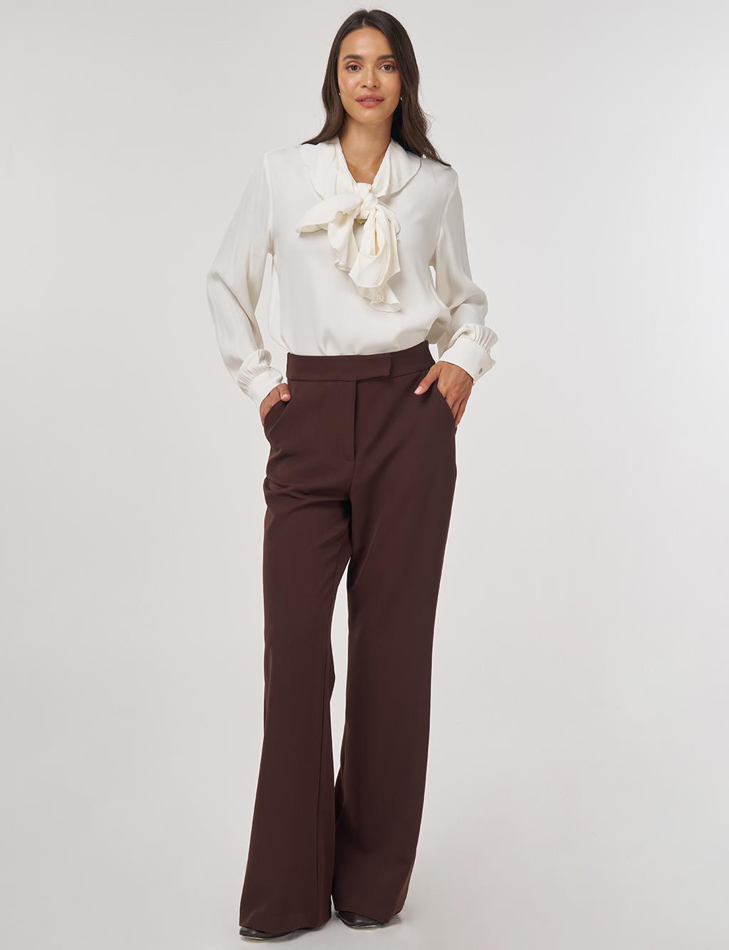 Flared-Leg Pants Dark Brown