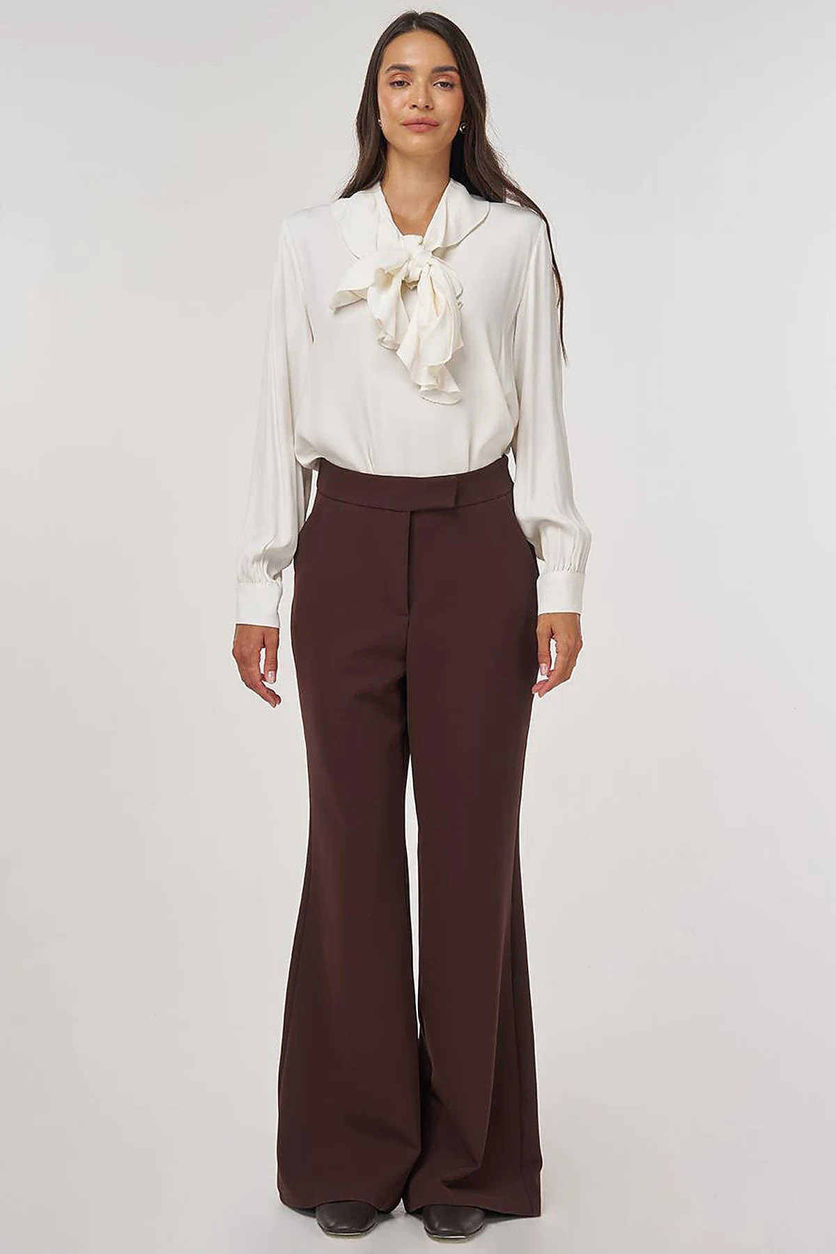 Flared-Leg Pants Dark Brown