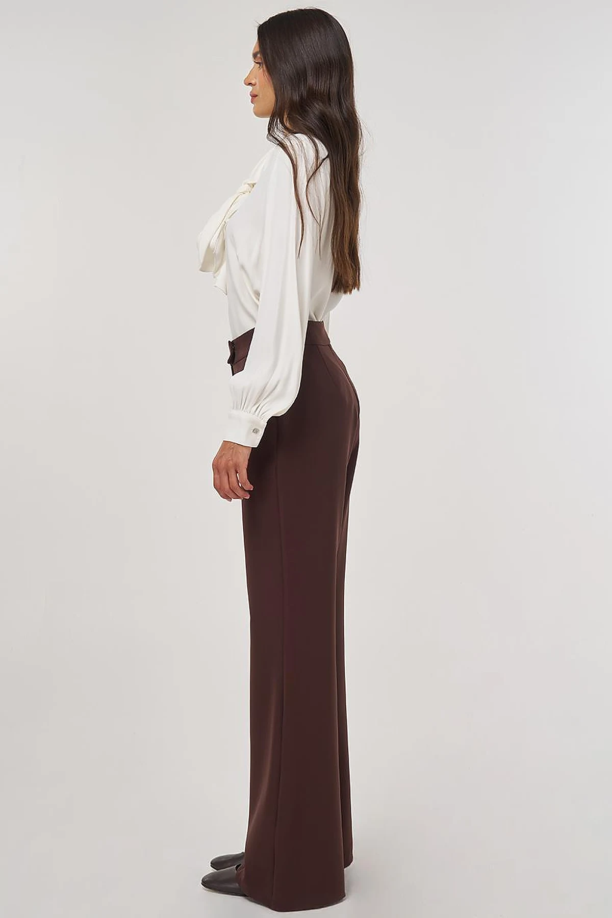 Flared-Leg Pants Dark Brown
