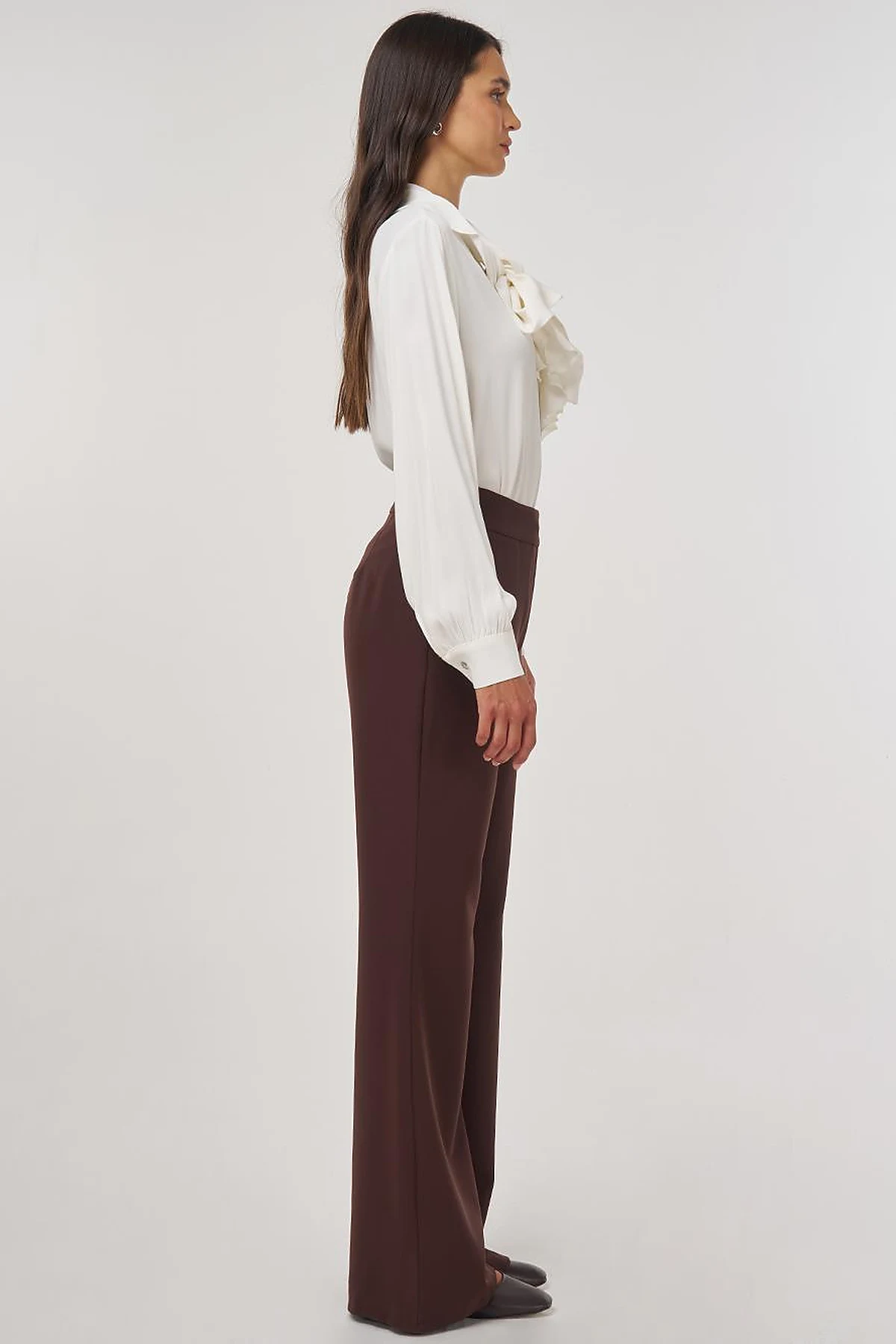 Flared-Leg Pants Dark Brown