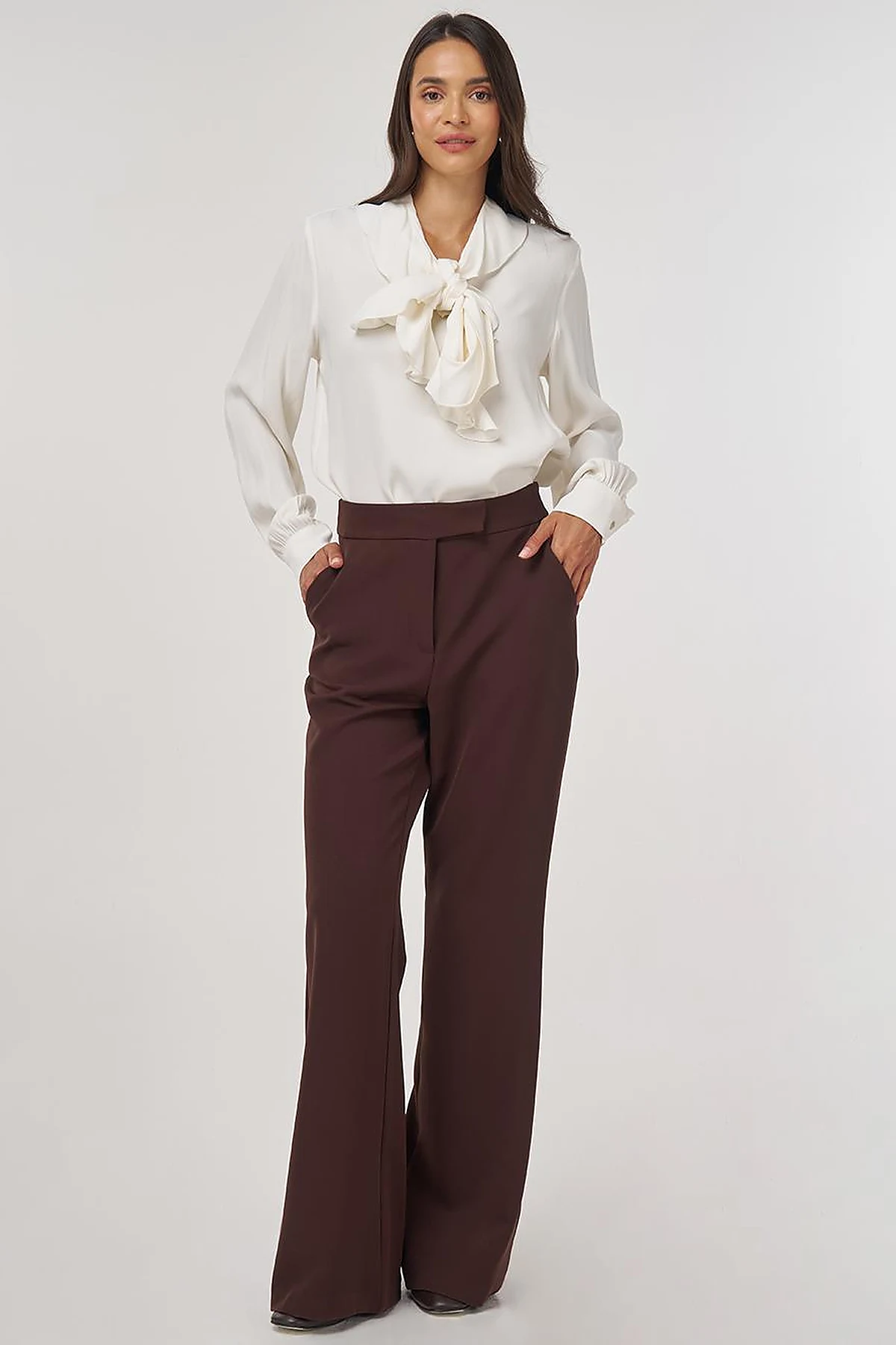 Flared-Leg Pants Dark Brown