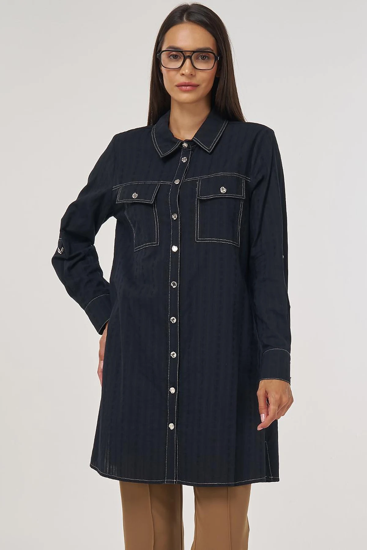 100% Cotton Double Pocket Tunic Black