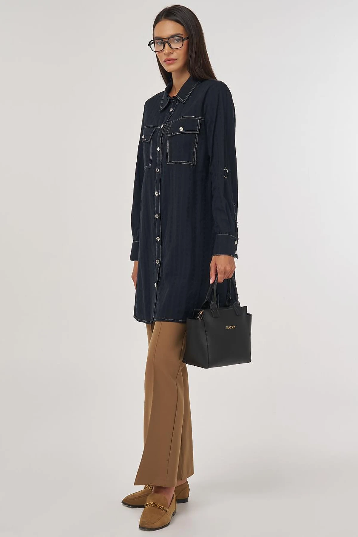 100% Cotton Double Pocket Tunic Black