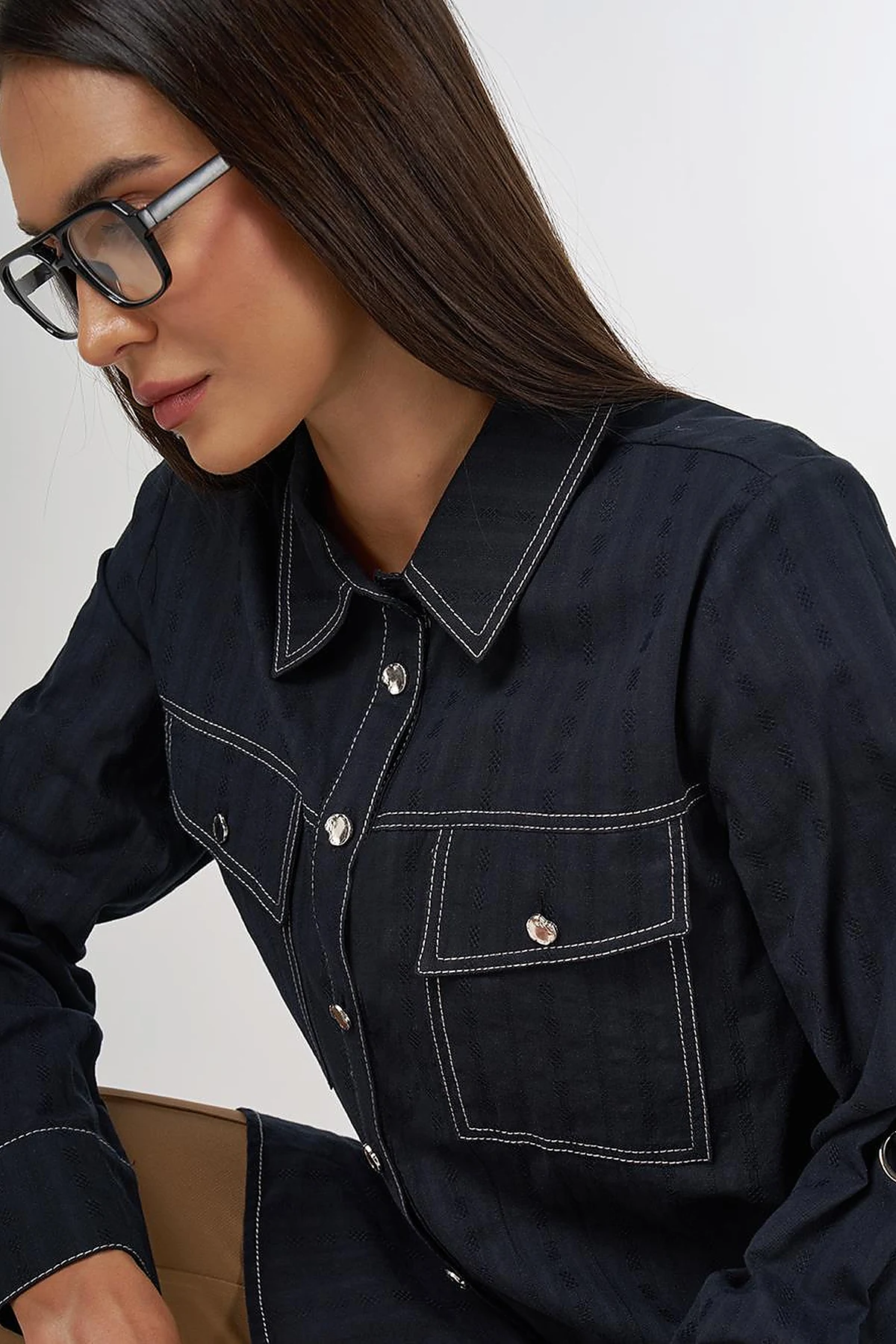 100% Cotton Double Pocket Tunic Black