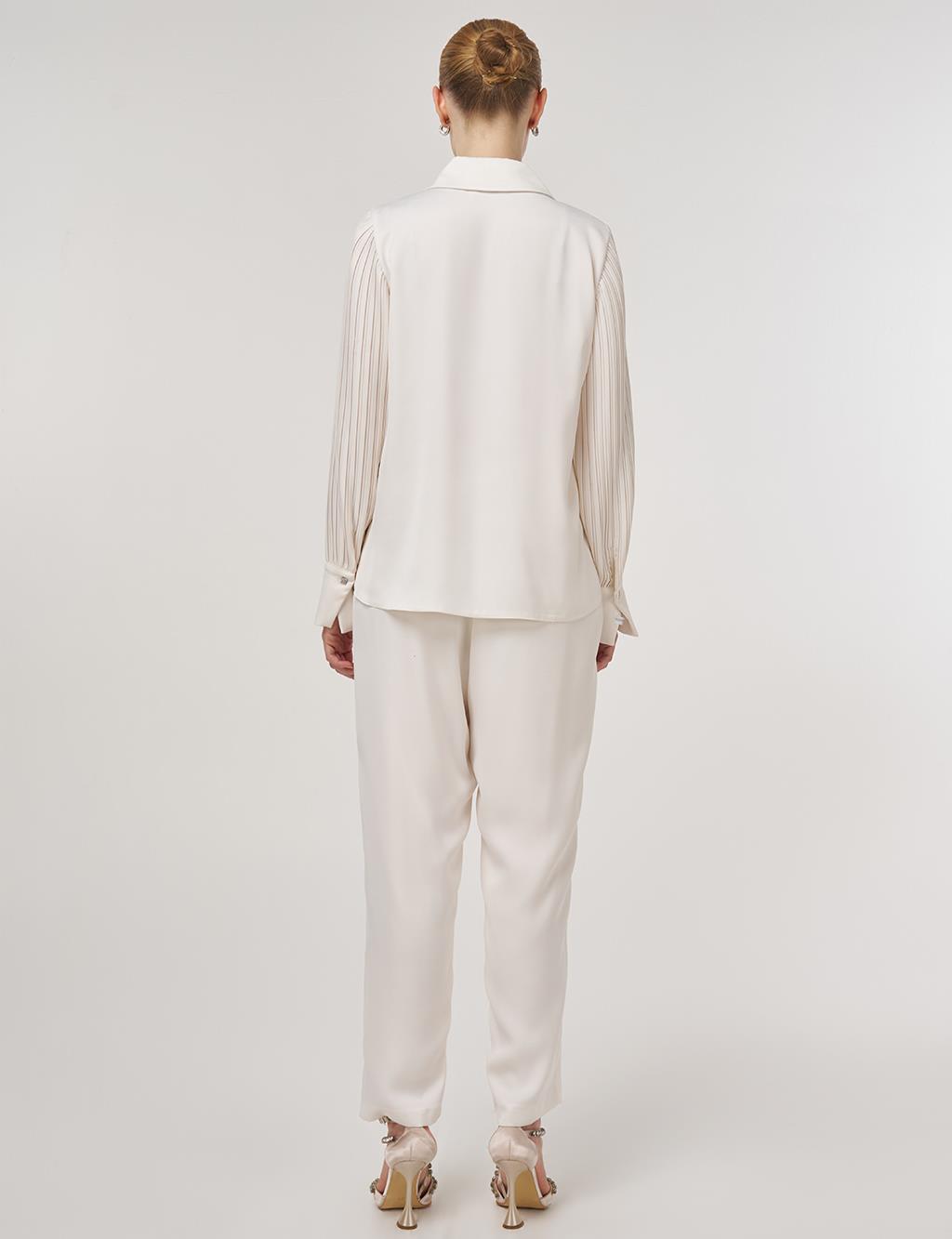 Pleated Elegant Tunic Ecru 
