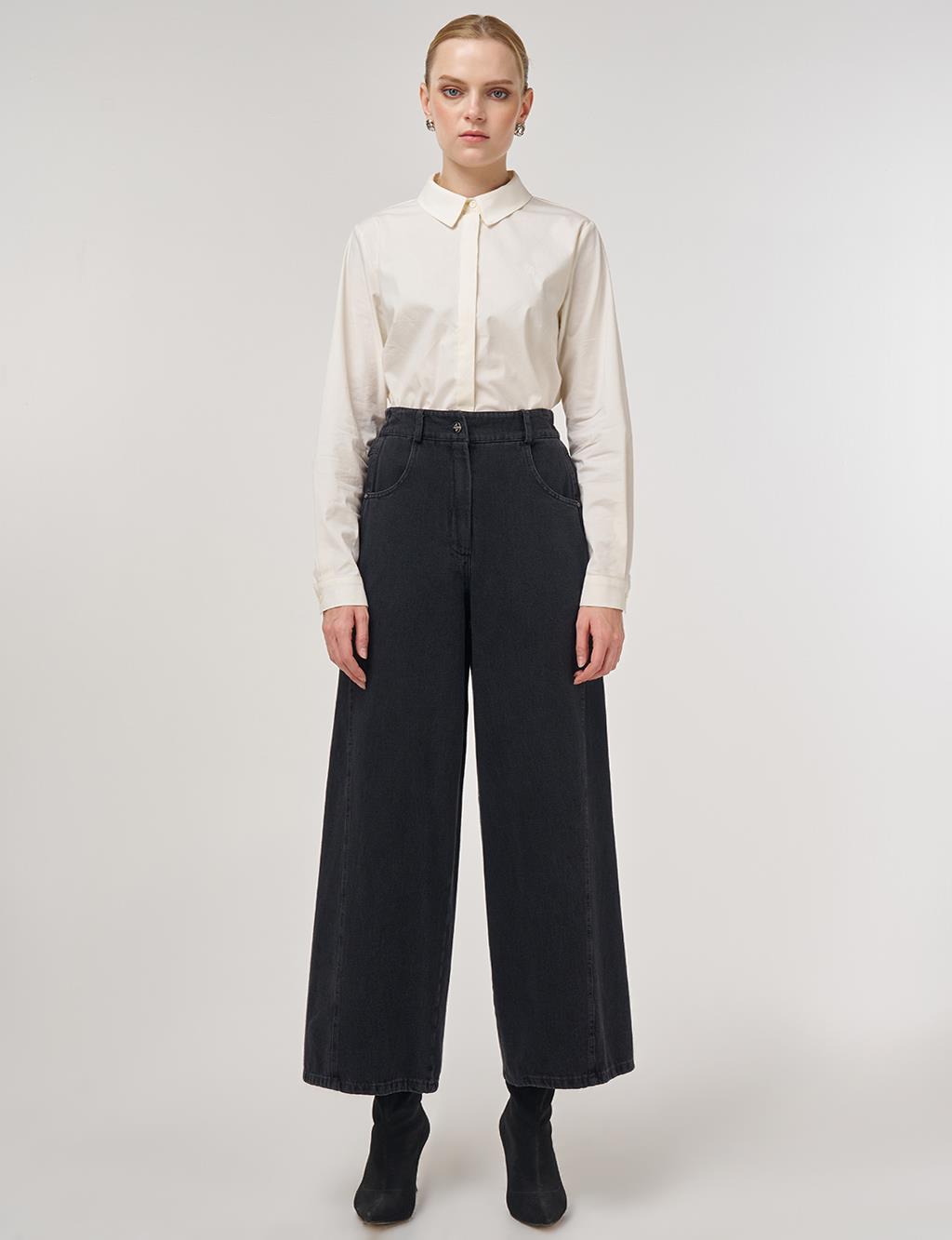 Pocket-Detail Marine Fit Denim Pants Smoke Gray