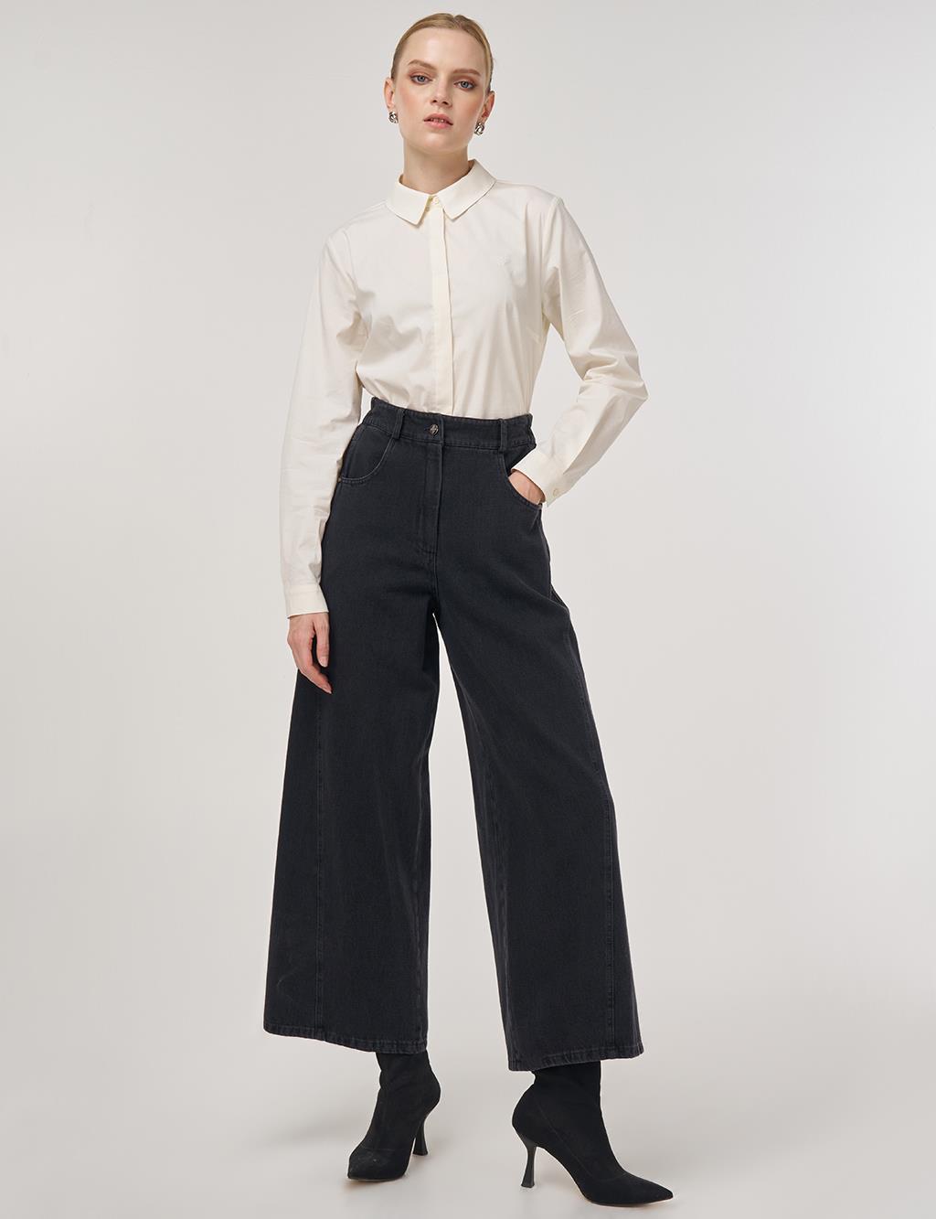 Pocket-Detail Marine Fit Denim Pants Smoke Gray