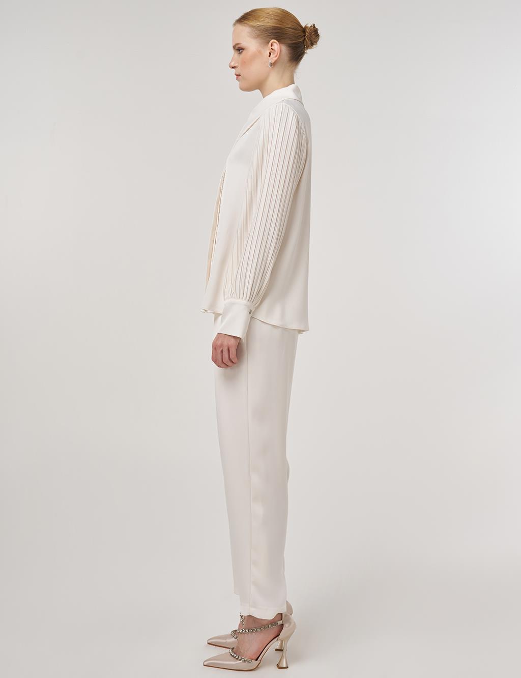 Pleated Elegant Tunic Ecru 