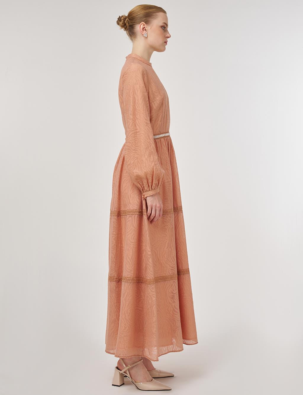 Pearl-Detail Viscose Dress - Purple 
