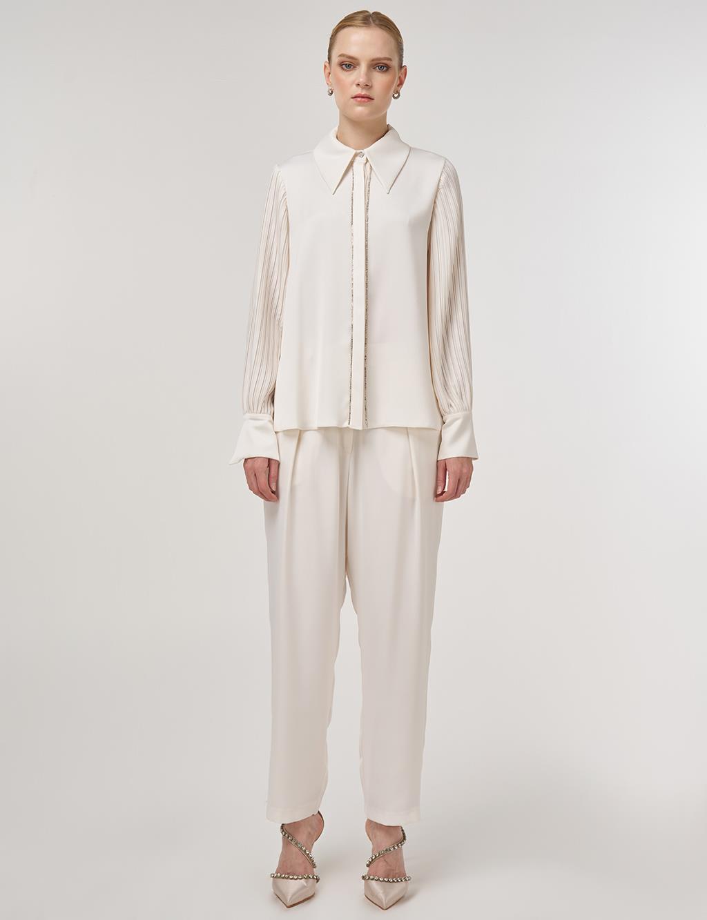 Pleated Elegant Tunic Ecru 