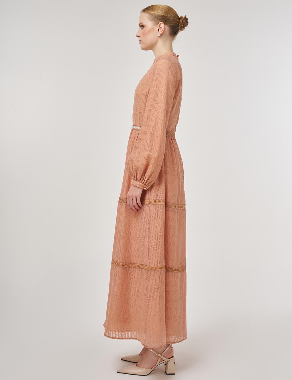 Pearl-Detail Viscose Dress - Purple 