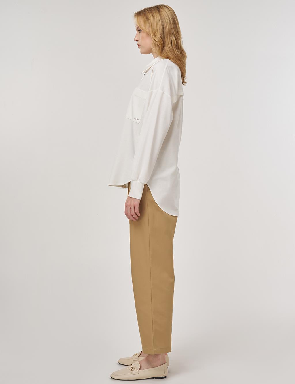 Zip-Closure Jersey Tunic Optical White