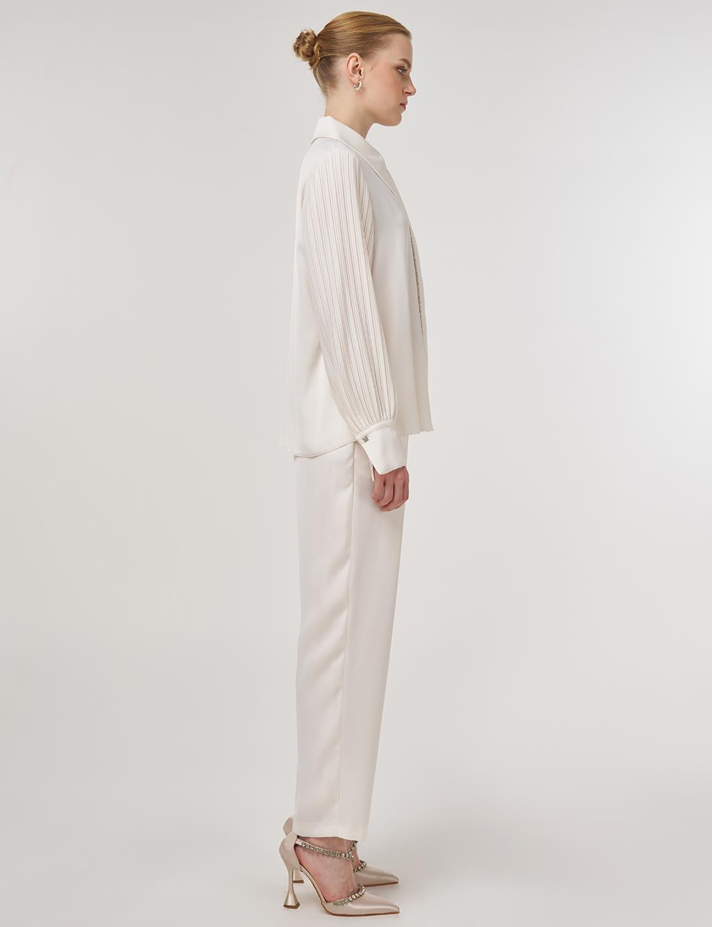 Pleated Elegant Tunic Ecru 