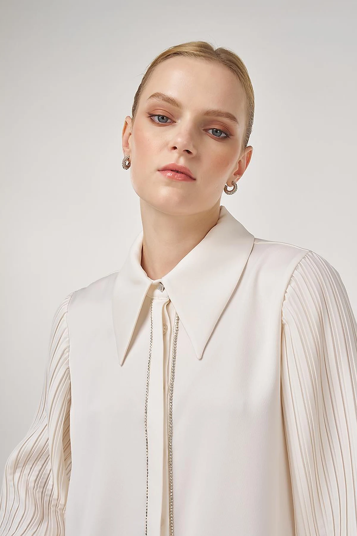 Pleated Elegant Tunic Ecru 