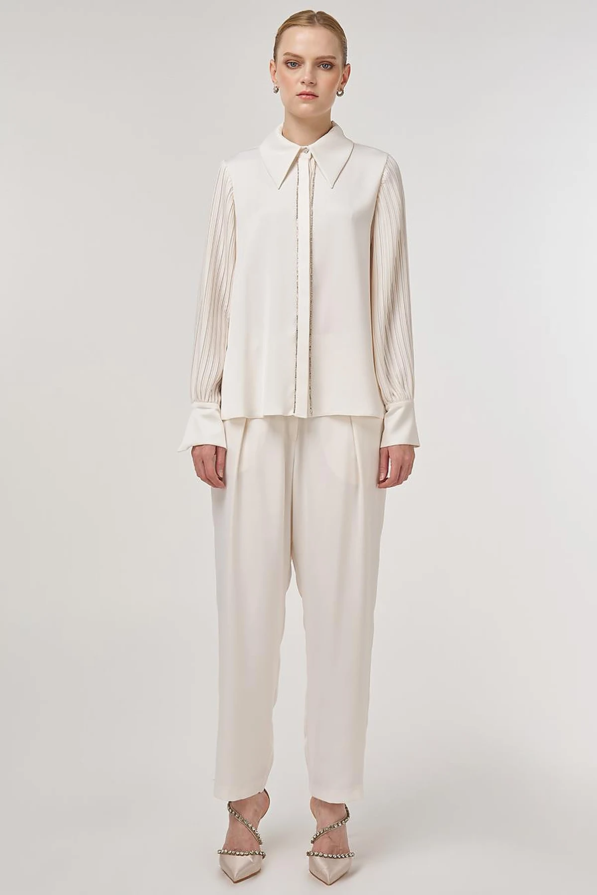 Pleated Elegant Tunic Ecru 