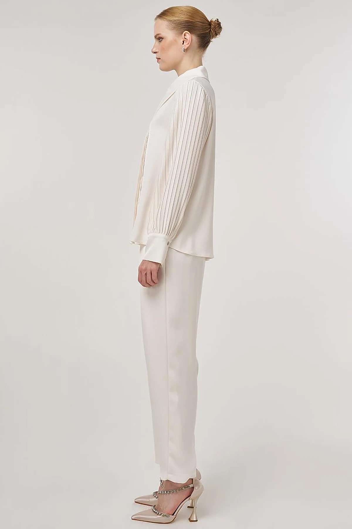 Pleated Elegant Tunic Ecru 