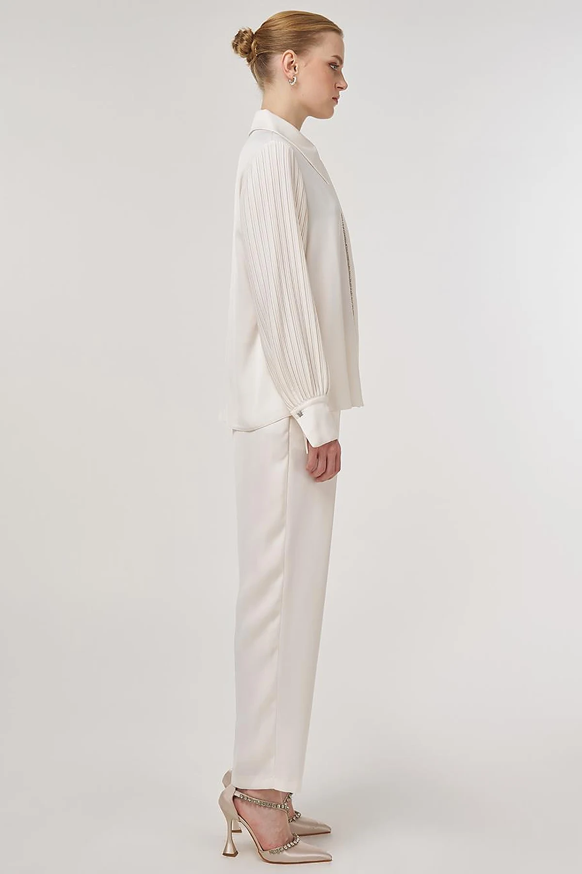 Pleated Elegant Tunic Ecru 