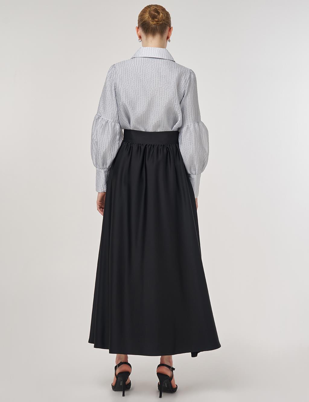 High-Waisted Satin Skirt Black