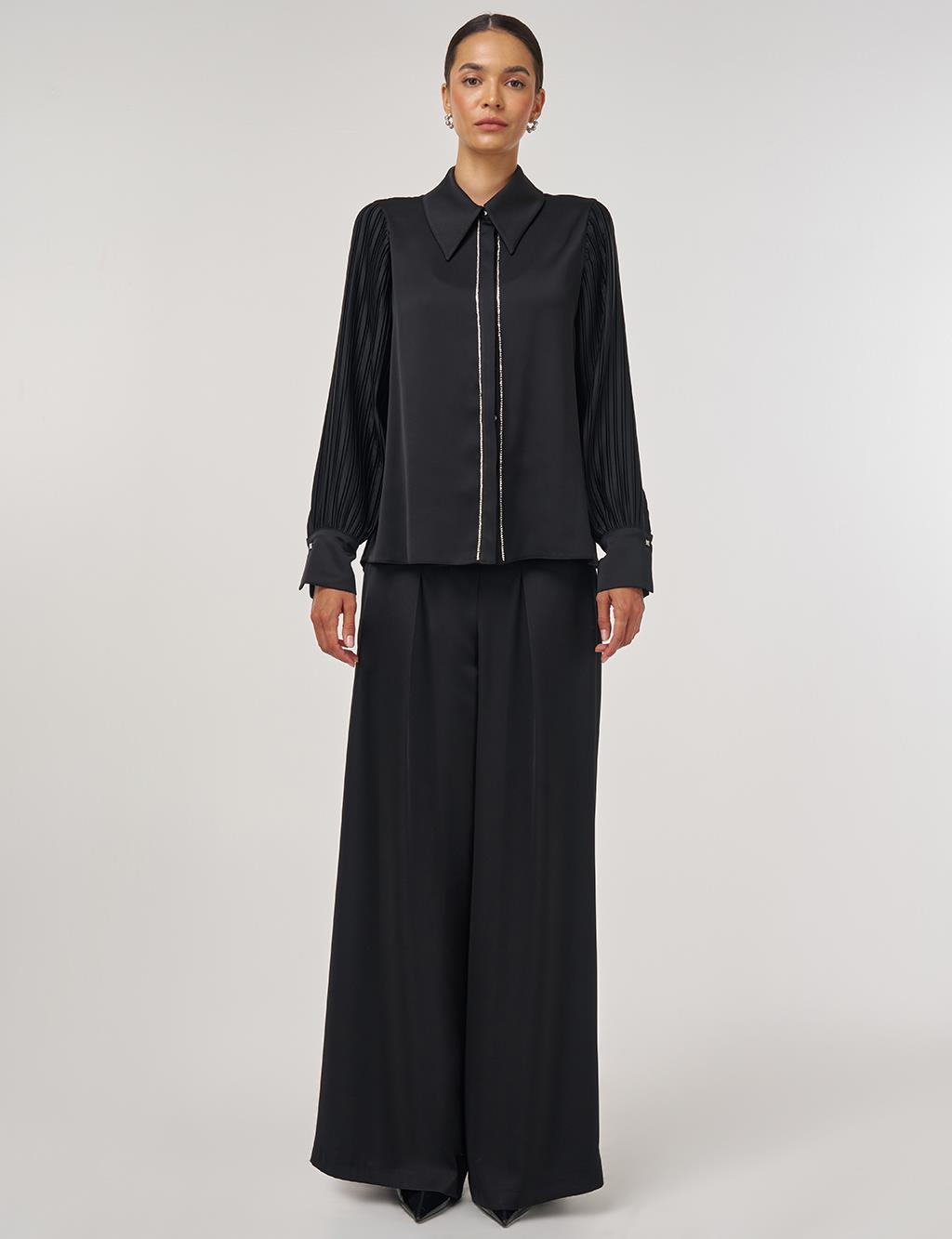 Pleated Elegant Tunic Black