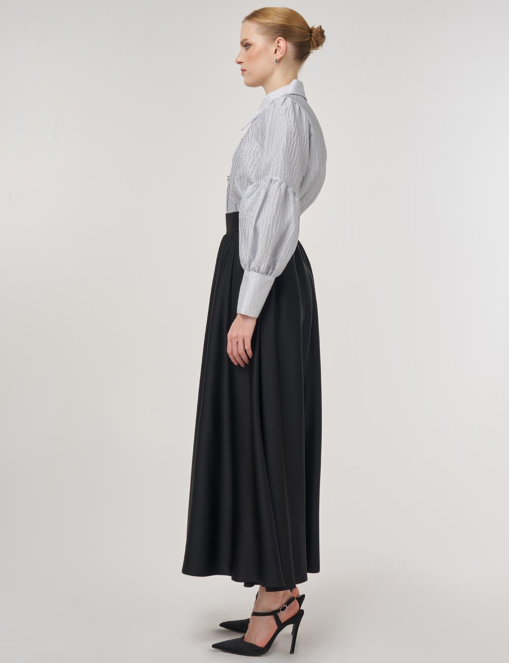 High-Waisted Satin Skirt Black