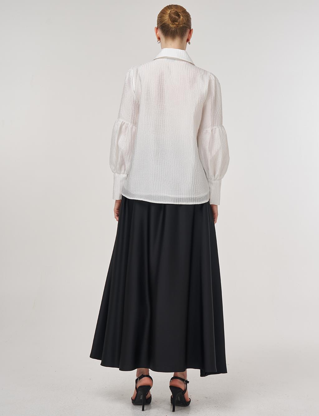 Shiny Button Elegant Blouse Optic White 