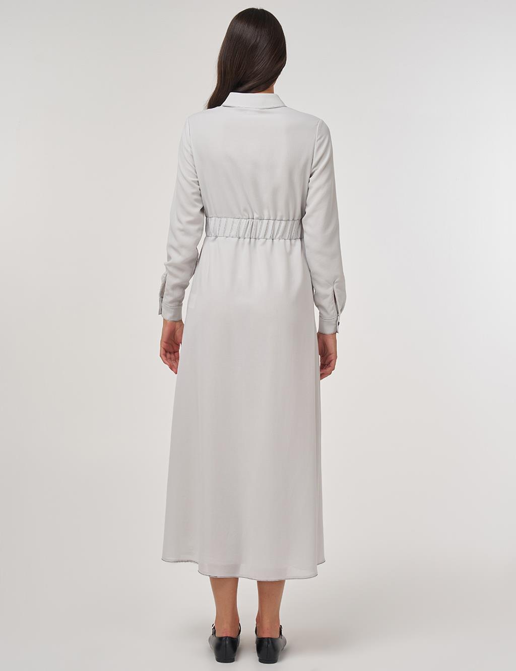 Topstitch Maxi Dress Light Gray