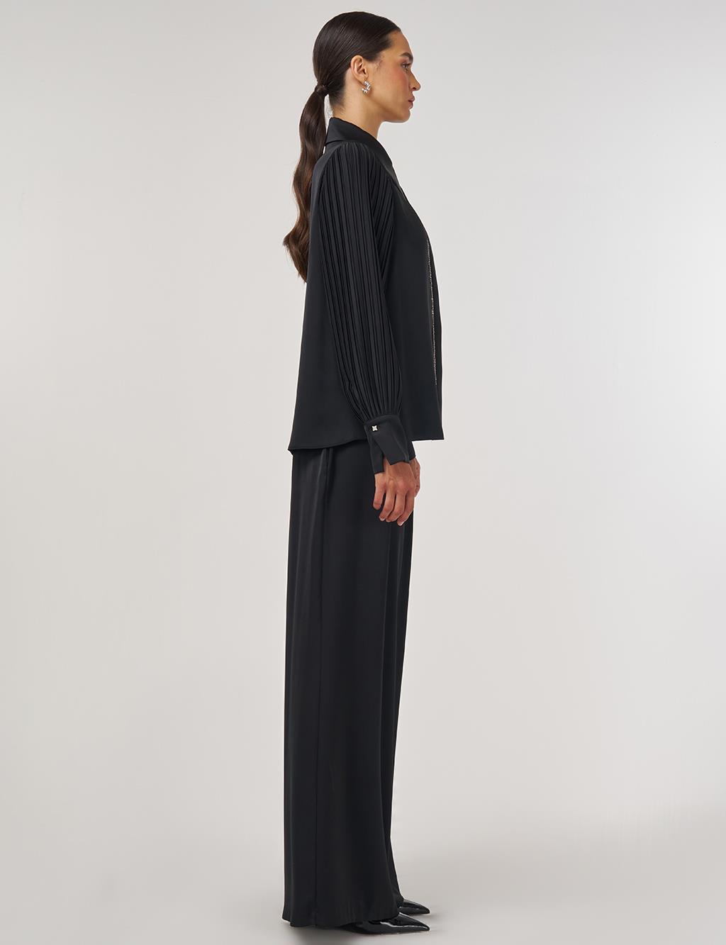 Pleated Elegant Tunic Black