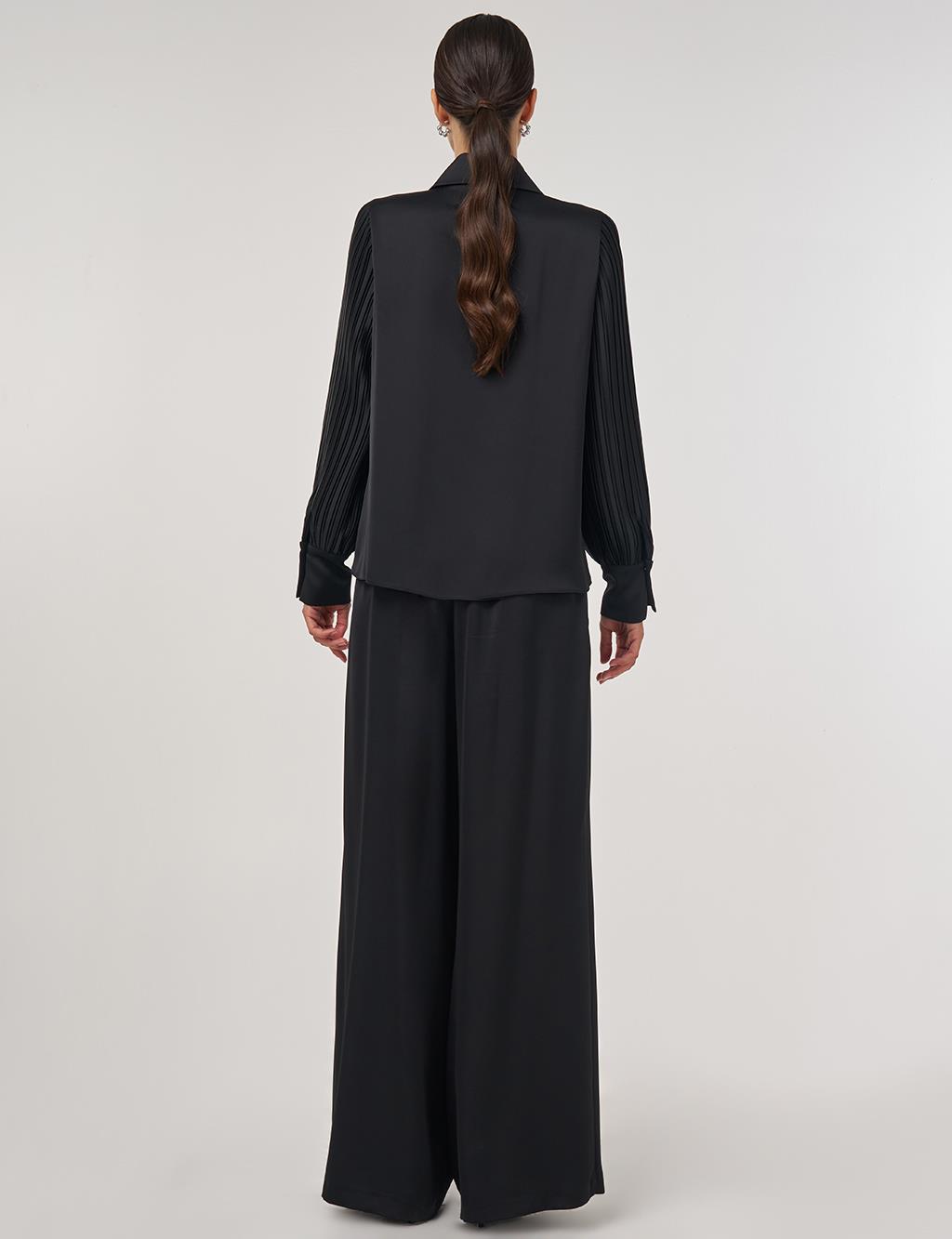 Pleated Elegant Tunic Black