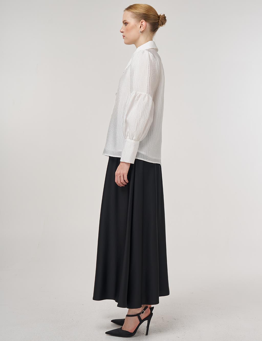 Shiny Button Elegant Blouse Optic White 