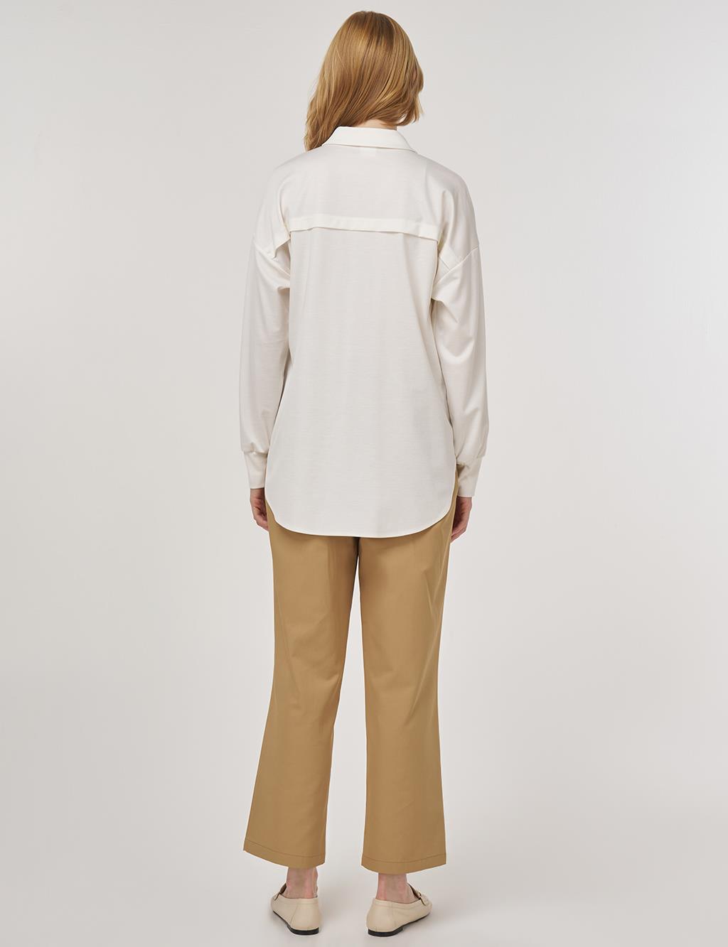 Zip-Closure Jersey Tunic Optical White