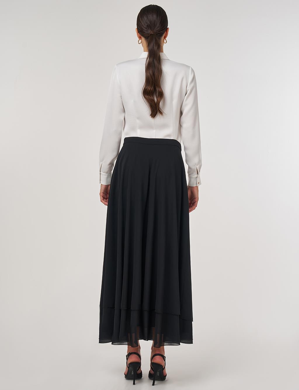 High-Waisted Chiffon Skirt Black