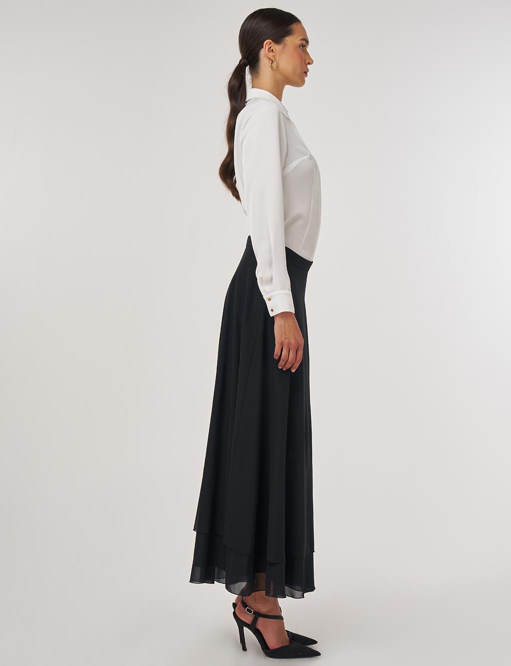 High-Waisted Chiffon Skirt Black